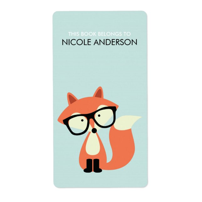 Cute Hipster Red Fox-bokplatta Fraktsedel (Framsidan)