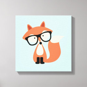 Cute Hipster Red Fox Canvastryck