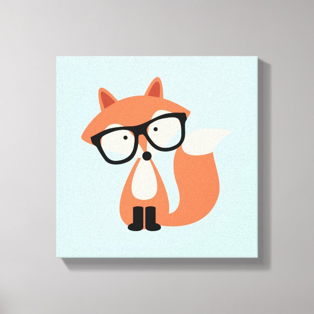 Cute Hipster Red Fox Canvastryck (Framsida)