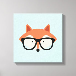 Cute Hipster Red Fox Canvastryck