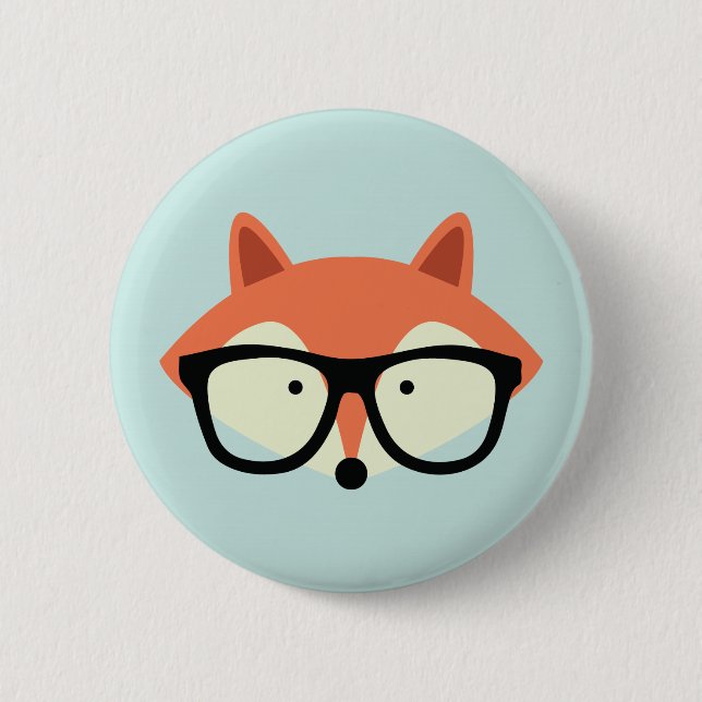 Cute Hipster Red Fox Knapp (Framsida)