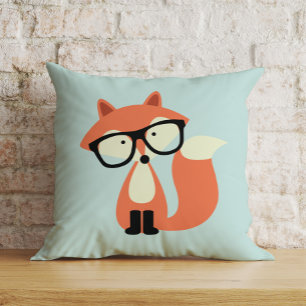 Cute Hipster Red Fox Kudde