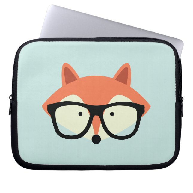 Cute Hipster Red Fox Laptop Fodral (Framsidan)