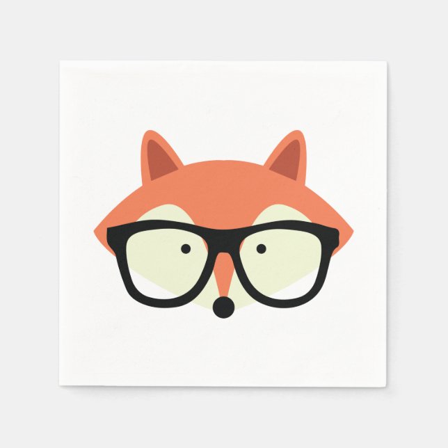 Cute Hipster Red Fox Pappersservett (Framsidan)