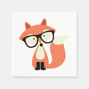 Cute Hipster Red Fox Pappersservett