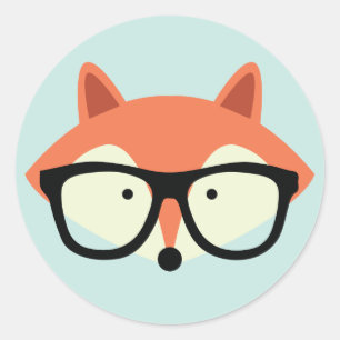 Cute Hipster Red Fox Runt Klistermärke