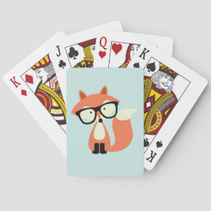 Cute Hipster Red Fox Spel Kort