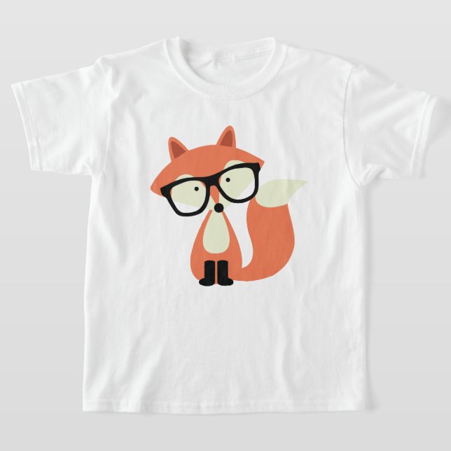 Cute Hipster Red Fox Tee Shirt (Laydown)