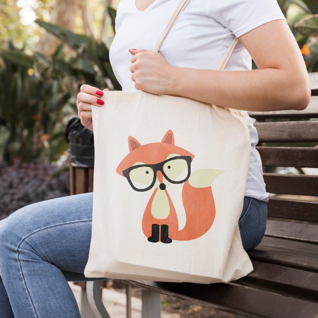 Cute Hipster Red Fox Tygkasse (Skapare uppladdad)