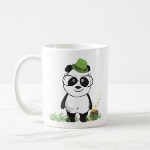 Cute Hipster St patricks day Panda Bear Teckning Kaffemugg