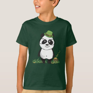 Cute Hipster St patricks day Panda Bear Teckning T Shirt