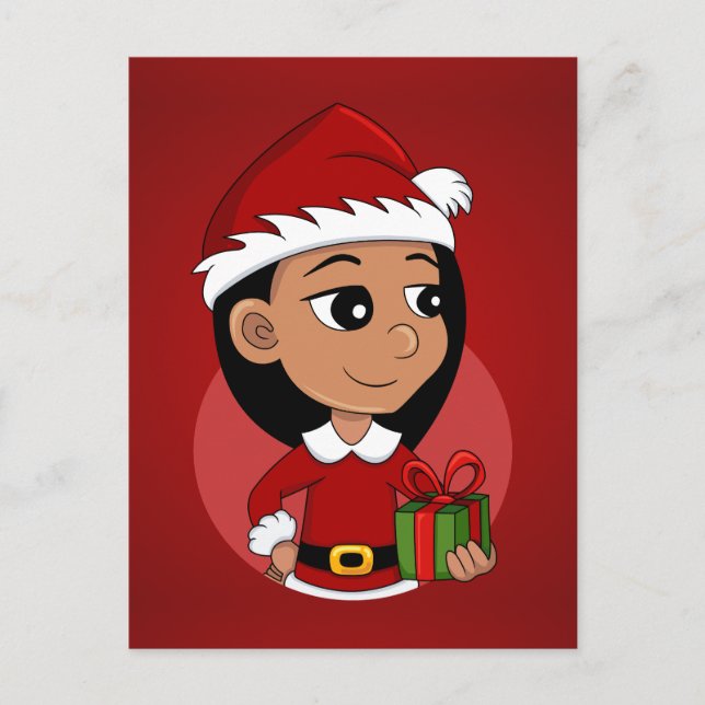 Cute Hispanic-flicka med långt svart hår Helg Vykort (Framsida)