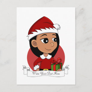 Cute Hispanic-flicka med långt svart hår Helg Vykort