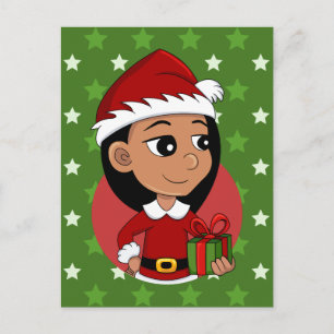 Cute Hispanic-flicka med långt svart hår Helg Vykort