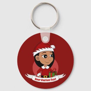 Cute Hispanic-flicka med långt svart hår Nyckelring