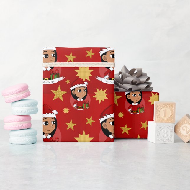 Cute Hispanic-flicka med långt svart hår Presentpapper (Baby Shower)