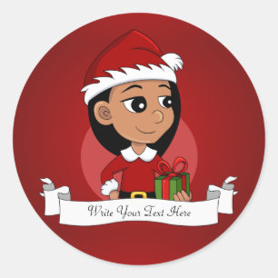 Cute Hispanic-flicka med långt svart hår Runt Klistermärke