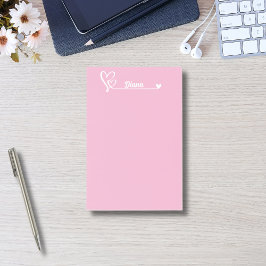 Cute-hjärtan och eget namn,Enkel Personlig Post-it Block