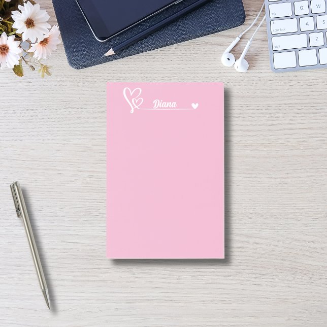 Cute-hjärtan och eget namn,Enkel Personlig Post-it Block (Skapare uppladdad)