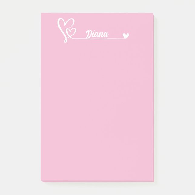 Cute-hjärtan och eget namn,Enkel Personlig Post-it Block (Framsida)