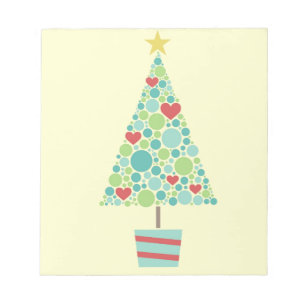Cute-hjärtan-pastel, modern Julgran Anteckningsblock