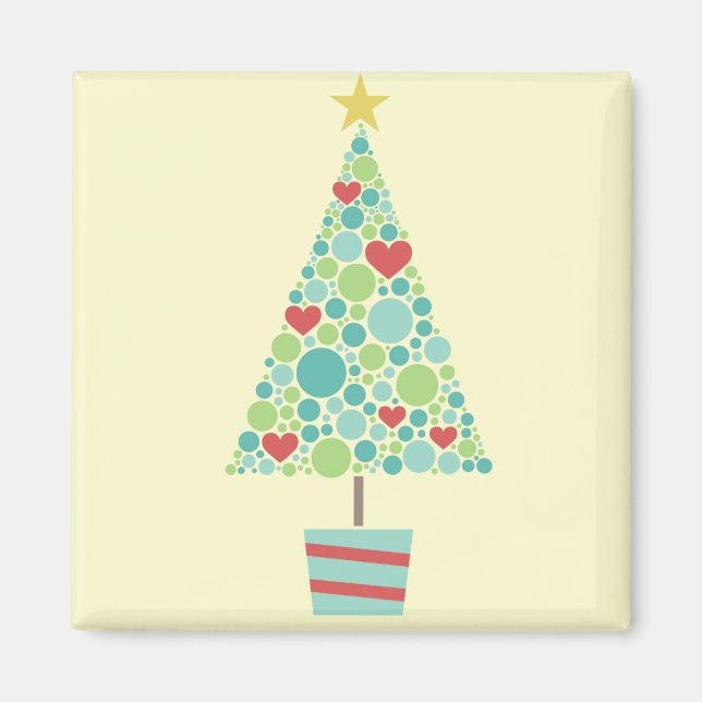 Cute-hjärtan-pastel, modern Julgran Magnet (Framsidan)
