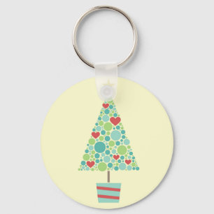 Cute-hjärtan-pastel, modern Julgran Nyckelring