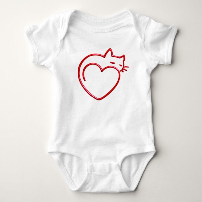 Cute Hjärtformade Cat Tee Shirt (Framsida)