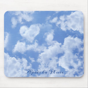 Cute Hjärtformade Cloud i Blå himmel Cheerful Lyck Musmatta