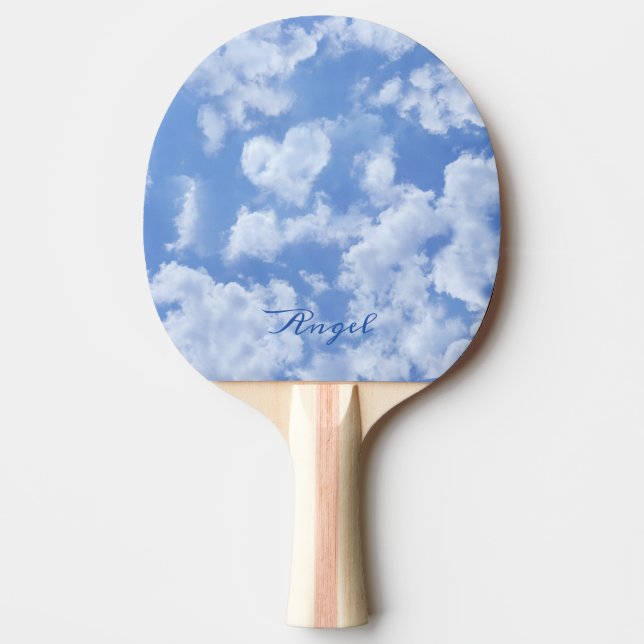 Cute Hjärtformade Cloud i Blå himmel Cheerful Lyck Pingisracket (Framsidan)