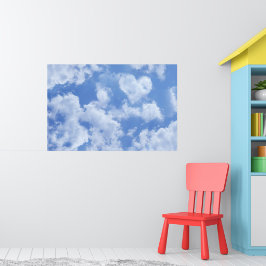Cute Hjärtformade Cloud i Blå himmel Cheerful Lyck Poster