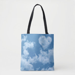Cute Hjärtformade Cloud i Blå himmel Cheerful Lyck Tygkasse