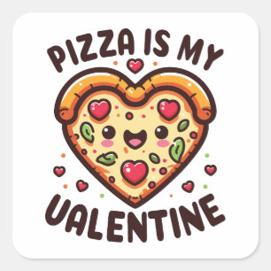 Cute Hjärtformade Pizza Valentines day Pizza Fyrkantigt Klistermärke