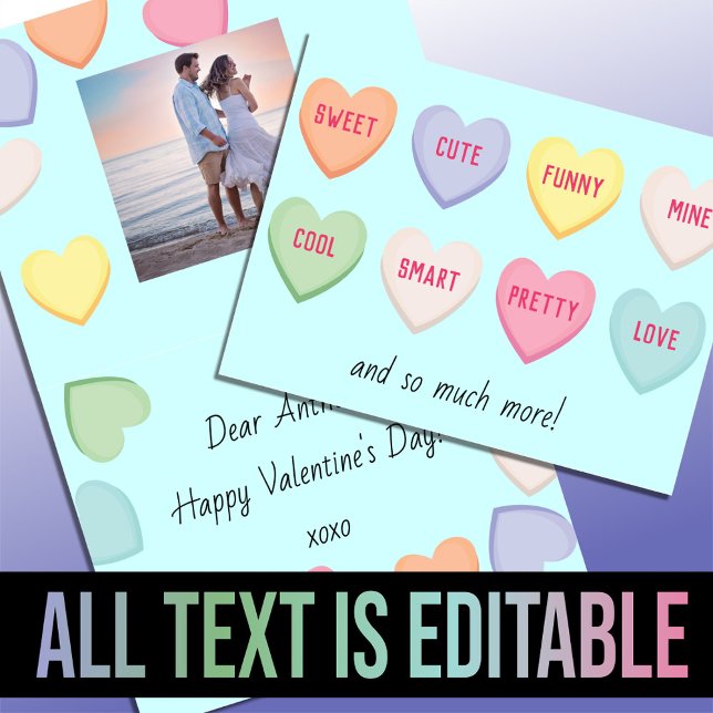 Cute hjärts-godisblått Alla hjärtans dag Helgkort (Skapare uppladdad)