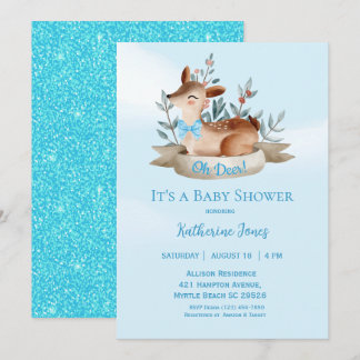 Cute Hjort Boy's Baby Shower-inbjudan Inbjudningar