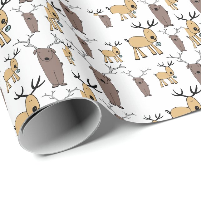 Cute Hjort Buck Bull Elk Hand plockade Baby Nurser Presentpapper (Rullad Hörn)