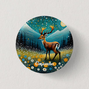 Cute Hjort Flowers Meadow Fantasy Knapp