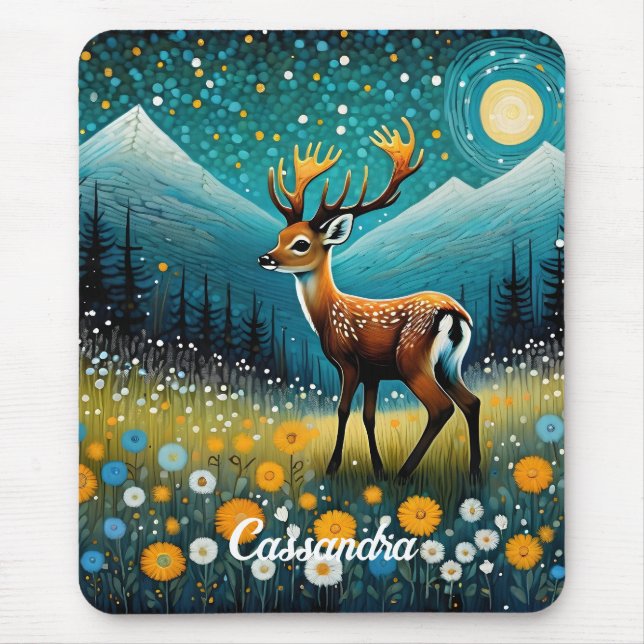Cute Hjort Flowers Meadow Fantasy Musmatta (Framsidan)