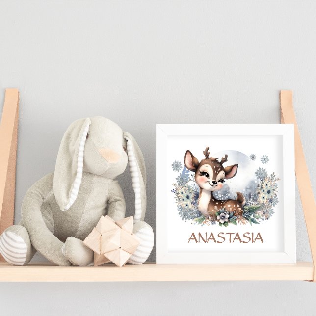 Cute hjort Girl room Vinter Temat vattenfärgart Poster (Skapare uppladdad)