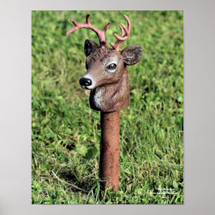 Cute Hjort Head-Gräsmatta Ornament Poster