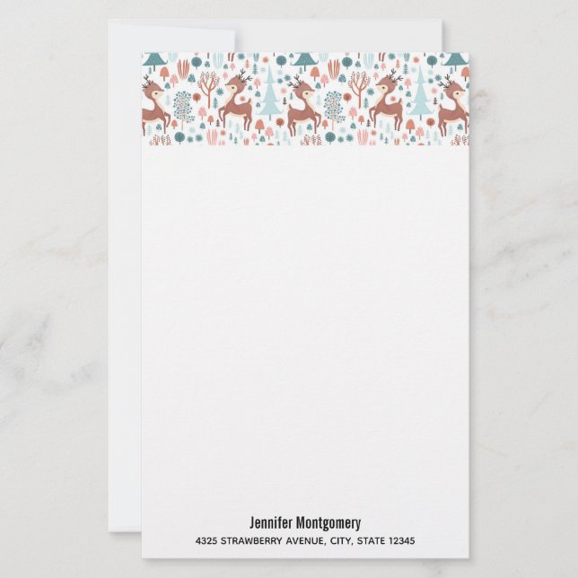 Cute Hjort i julafton Forest Mönster (Framsida)