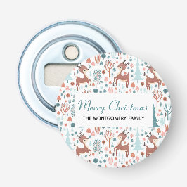 Cute Hjort i julafton Forest Mönster Flasköppnare