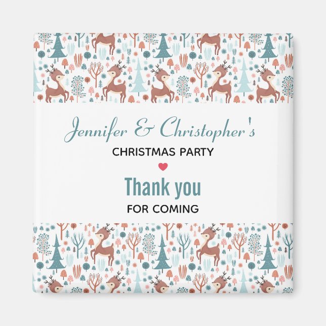 Cute Hjort i julafton Forest Mönster Magnet (Framsidan)