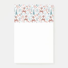 Cute Hjort i julafton Forest Mönster Post-it Block