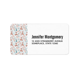 Cute Hjort i Whimsical Forest Mönster Adressetikett