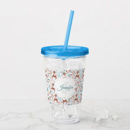 Cute Hjort i Whimsical Forest Mönster Monogram Take Away Mugg