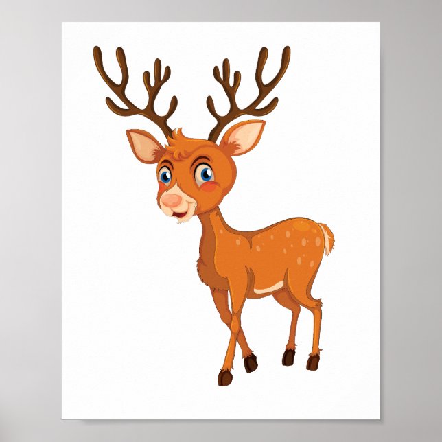 Cute Hjort Illustration | &Utskrivbar Poster (Framsidan)