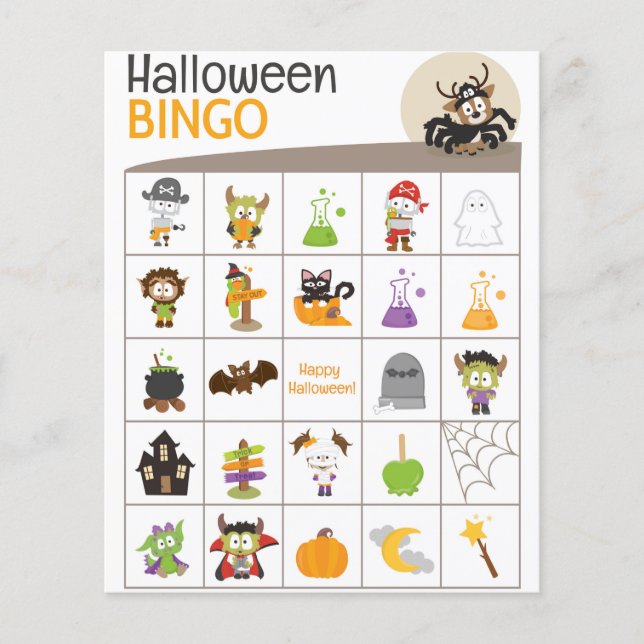 Cute Hjort in Spider outfit Halloween BINGO Board! (Framsida)