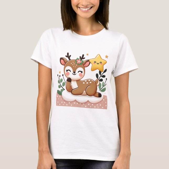 Cute hjort ler t shirt (Framsida)