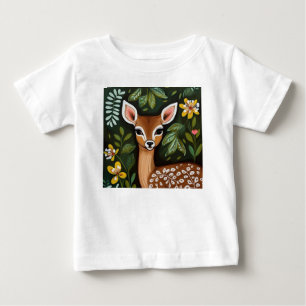 Cute Hjort med Löv och blommor T Shirt